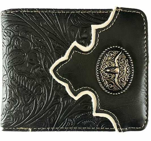 Longhorn Mens Wallet Western Bifold Style W090-14 Black